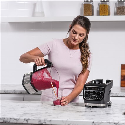 Ninja HB150EU - Blender électrique Foodi avec technologie Auto-iQ, 1000 W, 2 bouteilles de 700 ml et couvercles voyage, acier inoxydable, pour smoothies et soupes