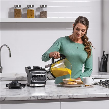 Ninja HB150EU - Blender électrique Foodi avec technologie Auto-iQ, 1000 W, 2 bouteilles de 700 ml et couvercles voyage, acier inoxydable, pour smoothies et soupes