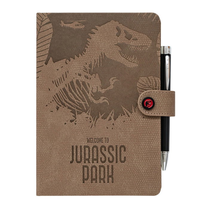 ERIK - Carnet A5 Jurassic Park Premium 92 Pages avec Stylo Projecteur Logo - Couverture Rigide Fermeture Bouton Pressoir ERIK - Carnet A5 Jurassic Park Premium 92 Pages avec Stylo Projecteur Logo - Couverture Rigide Fermeture Bouton Pressoir