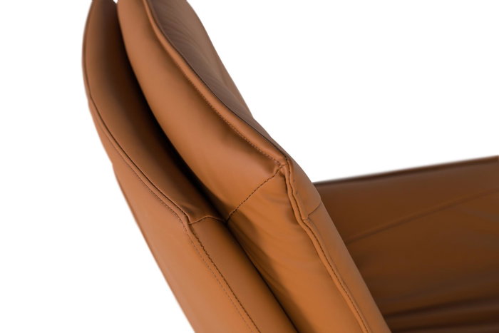 GINER Y COLOMER - Fauteuil de bureau tournant avec dossier capitonné en simili cuir PU couleur camel, dimensions dossier 60x53 cm et assise 63x53 cm