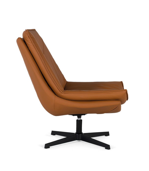 GINER Y COLOMER - Fauteuil de bureau tournant avec dossier capitonné en simili cuir PU couleur camel, dimensions dossier 60x53 cm et assise 63x53 cm