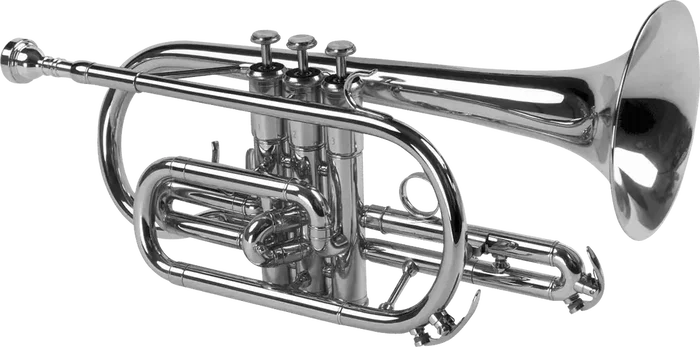 SML Corneta Sib CO50-S SML – Trompette en Si bémol, pavillon 124,5 mm, corps en laiton argenté, pistons Monel, étui inclus