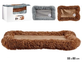 Mascow Lit pour chien moelleux 55x85 cm (Assortiment Gris/Marron)