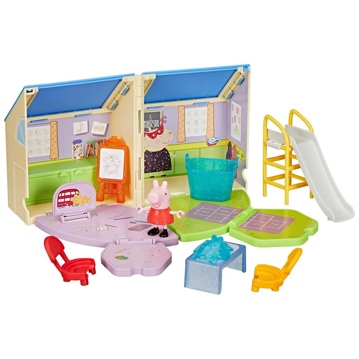 Hasbro - Peppa Pig La Guardería Portátil G0530, Set de Jeu École Portative pour Enfants avec Figure Peppa, Accessoires et Tobogán, Jouet pour Enfants dès 3 Ans