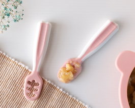 KioKids Set de 2 pré-cuillères roses pour bébés
