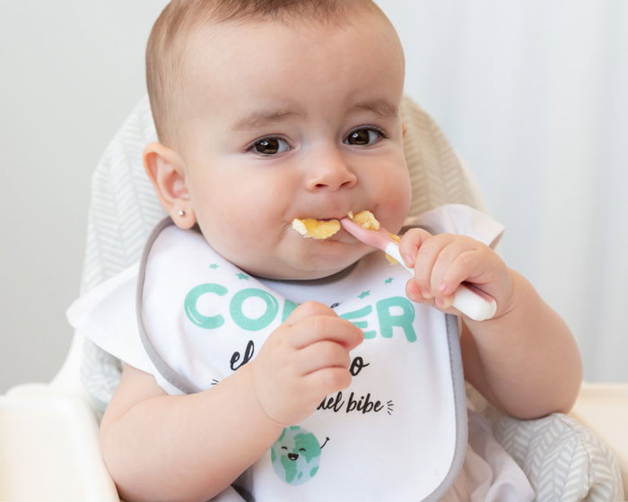 KioKids Set de 2 Precucharas d'Entraînement pour Bébé Rosa - Cuillère Anti-gaspillage et Mordedor pour Alimentation Autonome, Recommandé +6 Mois