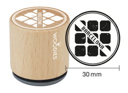 Woodies Sello de madera y caucho Eixample Barcelona diam. 33x30mm