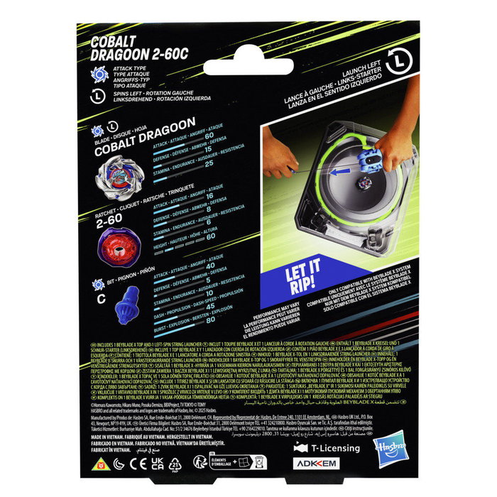 HASBRO Beyblade X Cobalt Dragoon 2-60C avec Lanceur à Corde Deluxe