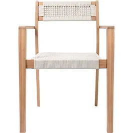 ARAMA - Lot de 2 fauteuils de jardin empilables en bois d'acacia FSC avec cordage tressé - Dimensions 57 x 59 x 85 cm