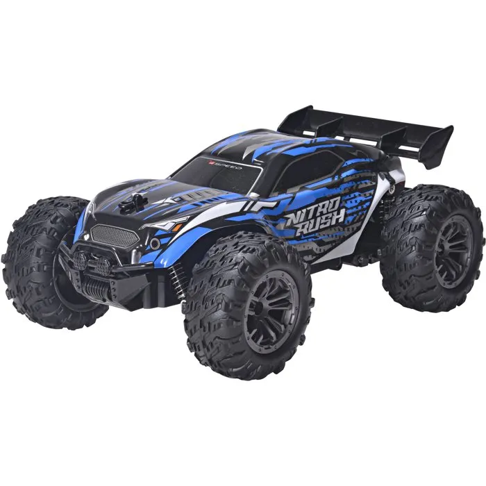 Silverlit Nitro Rush 4SPEED - Voiture télécommandée tout-terrain 1/18 à 2.4 GHz, 10 km/h, avec batterie rechargeable et LED - Pour enfants dès 5 ans