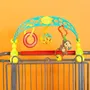 Bright Starts Oball Arche de jeux poussette et siège auto bébé, avec Oball, hochets lion et éléphant et Oball Linky Loops, jouet d'éveil dès la naissance