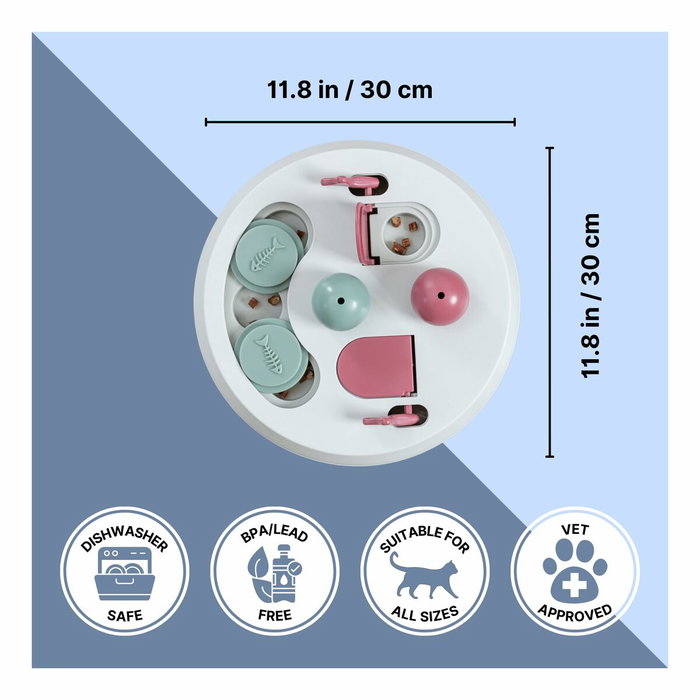 Trixie Flip Board - Jeu d'activité pour chat et chien - Ø 23 cm - Gris clair, baie et rose