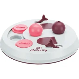 TRIXIE Flip Board - Jeu d'activité pour chat avec 2 cônes, fentes et couvercles - Diamètre 23 cm - Gris clair / Sauge / Vieux rose