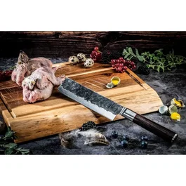Forged Couperet Sebra en acier japonais 440C avec manche en bois Dalbergia, 17,5 cm