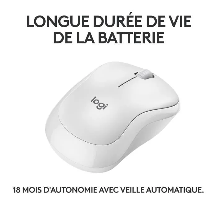 Logitech M240 Silent - Souris Bluetooth sans fil silencieuse, portable, pour Windows/macOS/ChromeOS, PC/Mac/ordinateur portable/tablette, couleur blanche