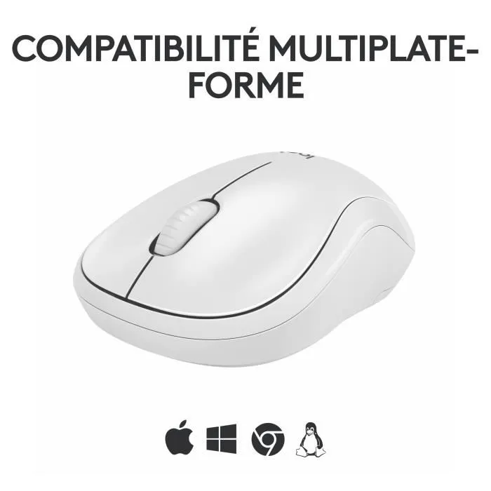 Logitech M240 Silent - Souris Bluetooth sans fil silencieuse, portable, pour Windows/macOS/ChromeOS, PC/Mac/ordinateur portable/tablette, couleur blanche