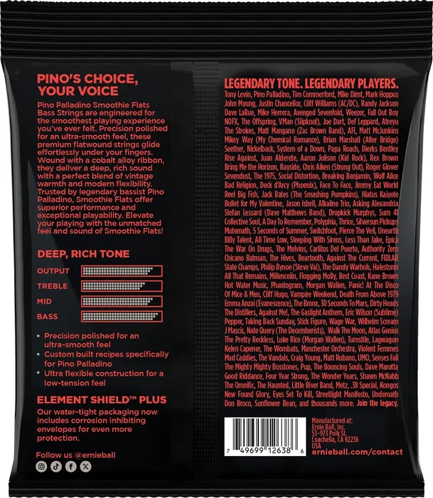 Ernieball Jeu de cordes basse électrique Signature Pino Palladino Medium 43-108 2837