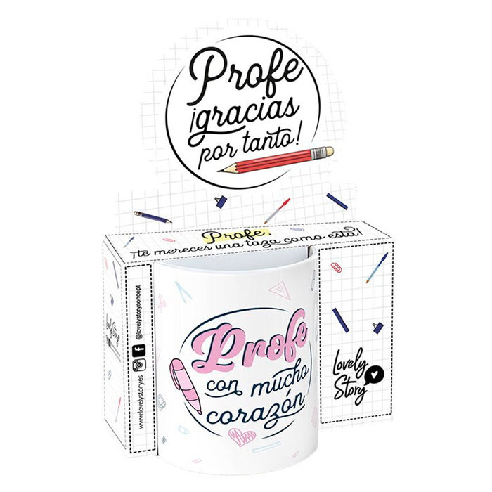 LOVELY STORY - Tasse Profe avec beaucoup de coeur en céramique - 330 ml LOVELY STORY - Tasse Profe avec beaucoup de coeur en céramique - 330 ml