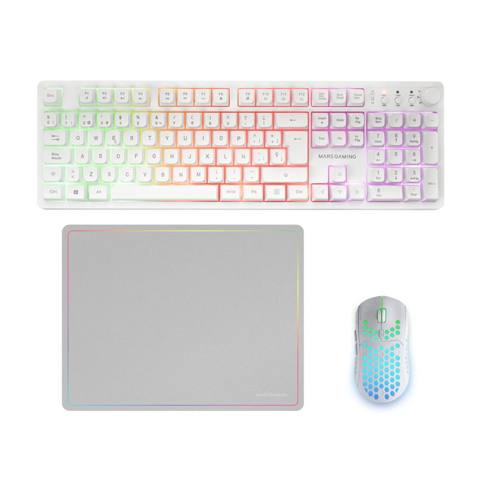 Pack Gaming Mars Gaming MCPWXWES Blanc Espagnol Qwerty (3 Unités)