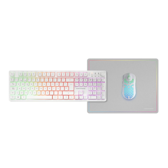 Pack Gaming Mars Gaming MCPWXWES Blanc Espagnol Qwerty (3 Unités)