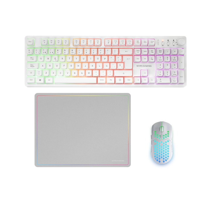 Pack Gaming Mars Gaming MCPWXWES Blanc Espagnol Qwerty (3 Unités)