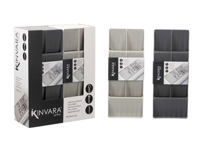 Kinvara Support à couverts assortis gris 40x4x15 cm (Set de 12)