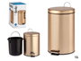 Berilo Corbeille à pédale en métal doré 12 L avec seau amovible 25x39.5x32 cm (Set de 4)
