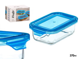 Vivalto Boîte Rectangulaire en Verre Bleu 16,8x11x5 cm 370 ml (Set de 24)