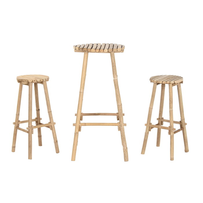 Ensemble Table + 2 Chaises Home ESPRIT Bambou 50 x 50 x 105 cm