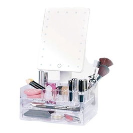 Perfect Beauty Miroir de maquillage avec organisateur et éclairage LED tactile