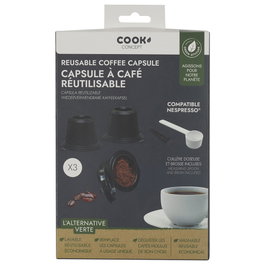 Cook Concept Lot de 3 capsules de café réutilisables compatibles Nespresso