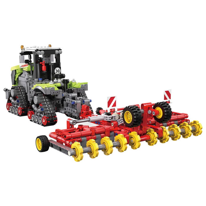CADA - Set de Construction Tractor Class Xerion 5000 (Réf. 1336) - Tracteur à Chenilles Agri-Pièces avec Outil, Contrôle Manuel, Reproduction 1:32, Langue Multilingue, +8 ans