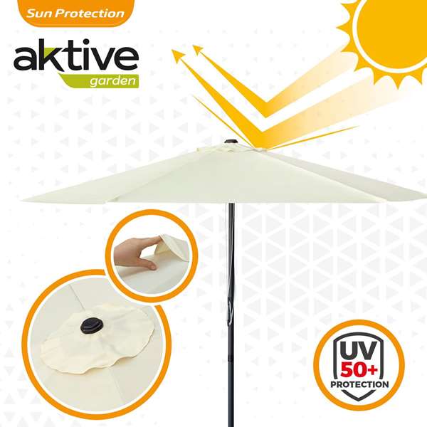 Aktive Parasol de jardin rond 270 cm avec cheminée et mât en aluminium de 3.8 cm, ombrelle pour terrasse Aktive Parasol de jardin rond 270 cm avec cheminée et mât en aluminium de 3.8 cm, ombrelle pour terrasse
