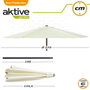 Aktive Parasol de jardin rond 270 cm avec cheminée et mât en aluminium de 3.8 cm, ombrelle pour terrasse