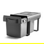 HERRAJES ALK Cube poubelle extractible Midi Light H350, 2x16L, Antracite, avec poignée