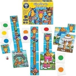 Orchard - Les girafes et leurs foulards colorés, jeu de société pour enfants avec cartes, dés, comptage et reconnaissance des couleurs