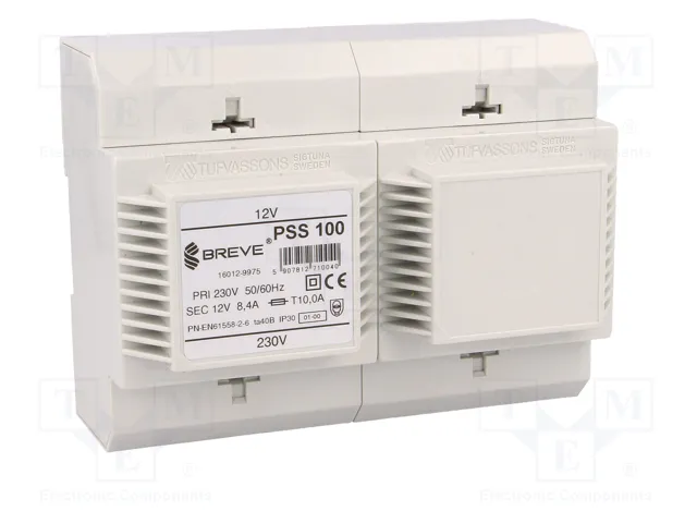 BREVE TUFVASSONS Transformateur de réseau 100VA 230VAC/12V pour rail DIN BREVE TUFVASSONS Transformateur de réseau 100VA 230VAC/12V pour rail DIN