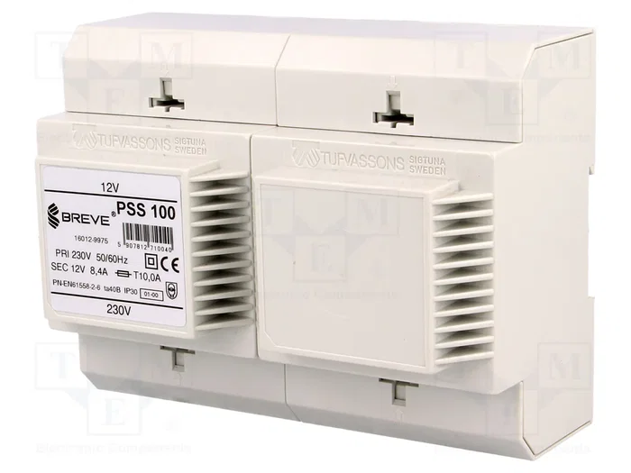 BREVE TUFVASSONS Transformateur de réseau 100VA 230VAC/12V pour rail DIN BREVE TUFVASSONS Transformateur de réseau 100VA 230VAC/12V pour rail DIN