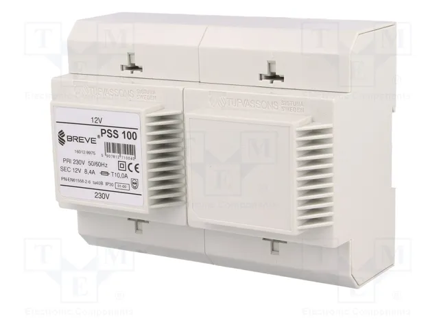 BREVE TUFVASSONS Transformateur de réseau 100VA 230VAC/12V pour rail DIN BREVE TUFVASSONS Transformateur de réseau 100VA 230VAC/12V pour rail DIN