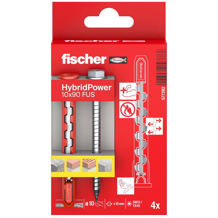 Fischer Hybridpower Ø 10 x 90 mm avec vis sw13/tx40