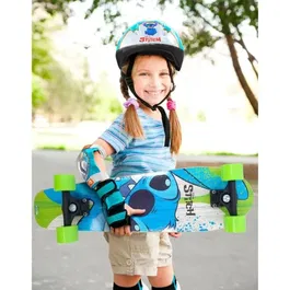 Disney Stitch - Set de protection complet avec casque pour vélo, roller, trottinette, genouillères et coudières - Ajustable 50-56 cm