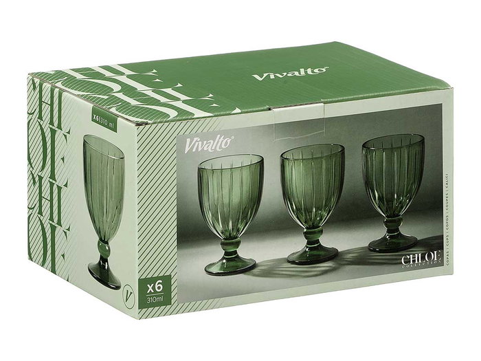 Vivalto Verre à Vin Rayures Vert 310 ml, 8,5x13,3x8,5 cm, en Verre (Set de 24) Vivalto Verre à Vin Rayures Vert 310 ml, 8,5x13,3x8,5 cm, en Verre (Set de 24)