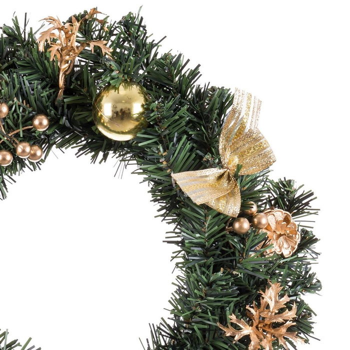 BigBuy Home Couronne de Noël Ananas Or et Vert BigBuy Home Couronne de Noël Ananas Or et Vert