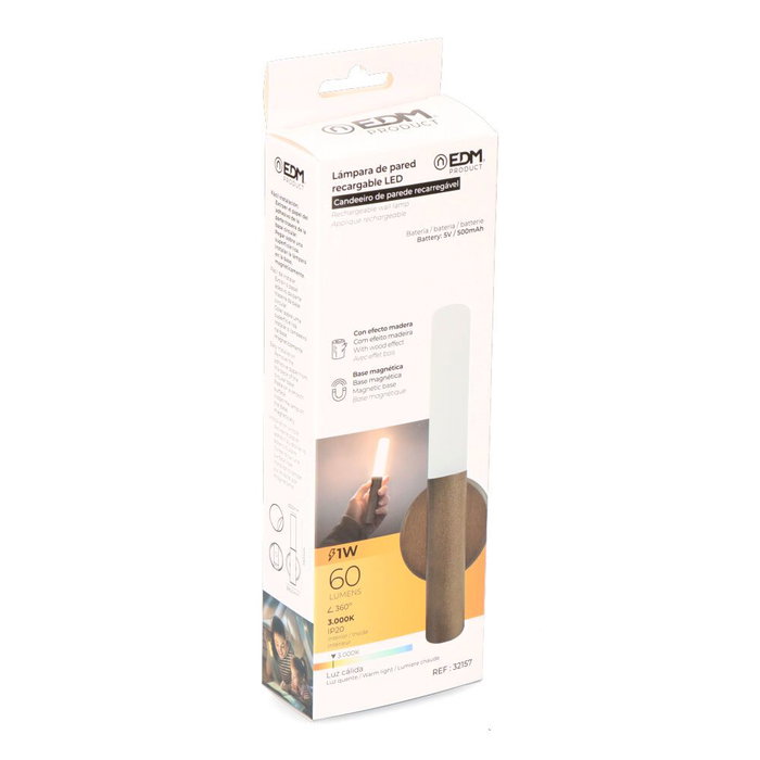 EDM Product Lampe LED Magnétique Rechargeable 2-en-1 EDM 32157 Marron imitation bois