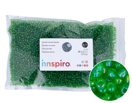 Innspiro Perles de rocaille en verre rond aurora boreale vert 3,8 mm, 500 g