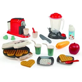 Ecoiffier 2534 Ensemble Petit Électroménager Chef 100% - Gaufrier, Cafetière, Blender avec 21 Accessoires - Jouet pour Enfant dès 18 Mois