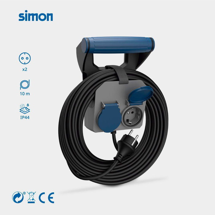 Simon Base múltiple expert 2 prises Schuko IP44 10 m