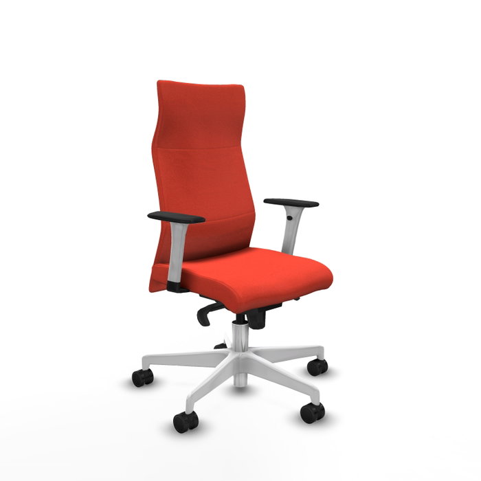 Piqueras Y Crespo Sillón Albacete Orange foncé avec mécanisme Sincro et base blanche Piqueras Y Crespo Sillón Albacete Orange foncé avec mécanisme Sincro et base blanche