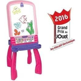 Vtech Chevalet Interactif 3 en 1 Rose - Jouet Parlant et Musical pour Fille dès 3 Ans - Tableau Noir et Bureau