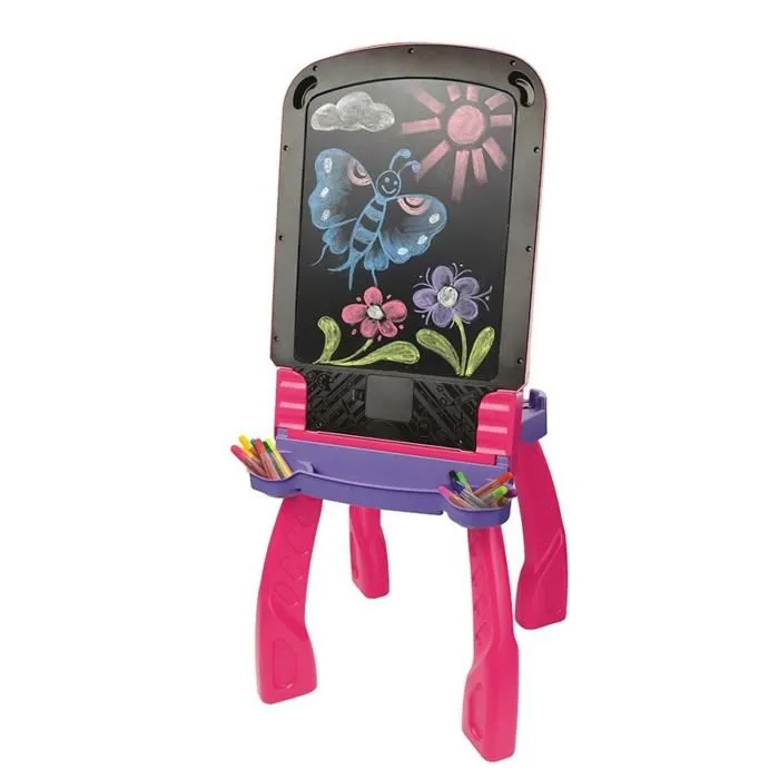 Vtech Chevalet Interactif 3 en 1 Rose - Jouet Parlant et Musical pour Fille dès 3 Ans - Tableau Noir et Bureau